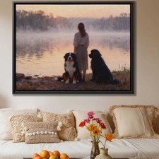 Oil Painting Dog Wall Art Rustic Home Decor Animal Dog Artwork Canvas Print