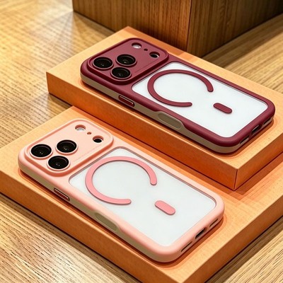 MagSafe-Hülle für iPhone 17 Pro Max 16 15 14 13 mit plattiertem Knopf-Hartschale