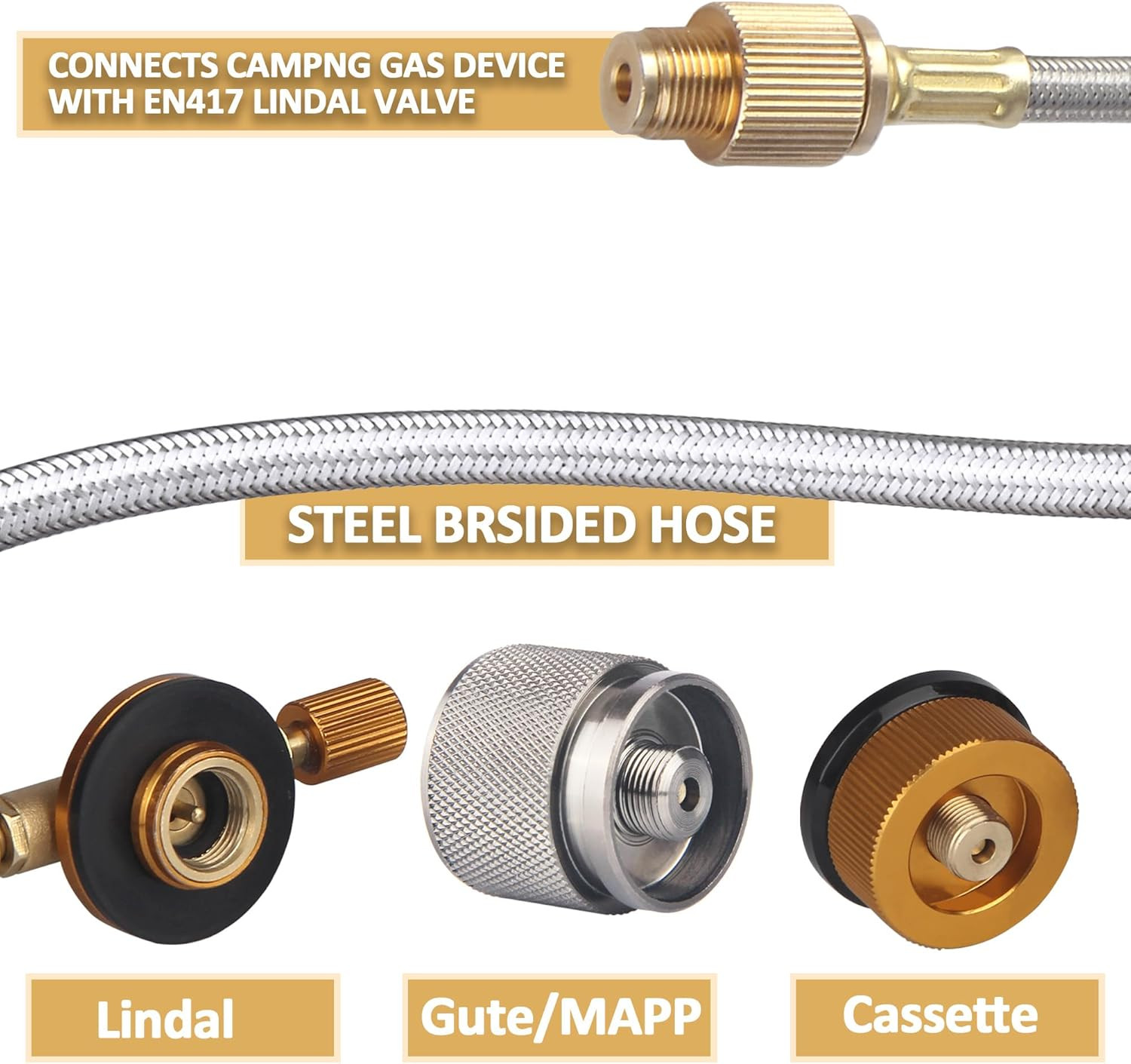2 Feet Gas Adapter Extension Braided Hose Propane/Butane/Isobutane Small Tank In