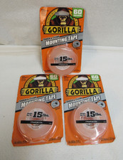 Lot of 3 Gorilla Mounting Tape Double Sided Adhesive Roll Strong Hold 1" x 60"