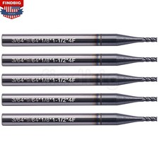 5Pcs 4 Flute Solid Carbide 3/64" x 1/8" x 9/64" x 1-1/2" End Mill - AlTiN Coated