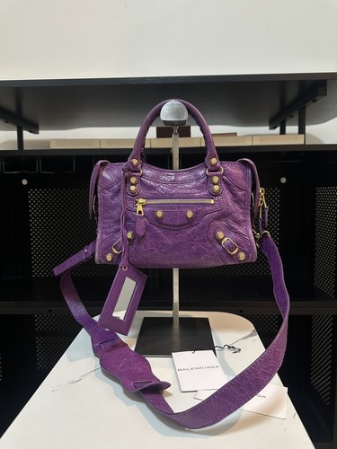 Balenciaga Purple Leather Giant 12 Mini City Bag