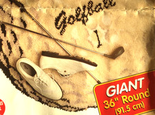 enorme TAPPETO PALLA DA GOLF 3 piedi kit da parete gancio di chiusura 36" vintage rotondo golf golfista *INIZIATO
