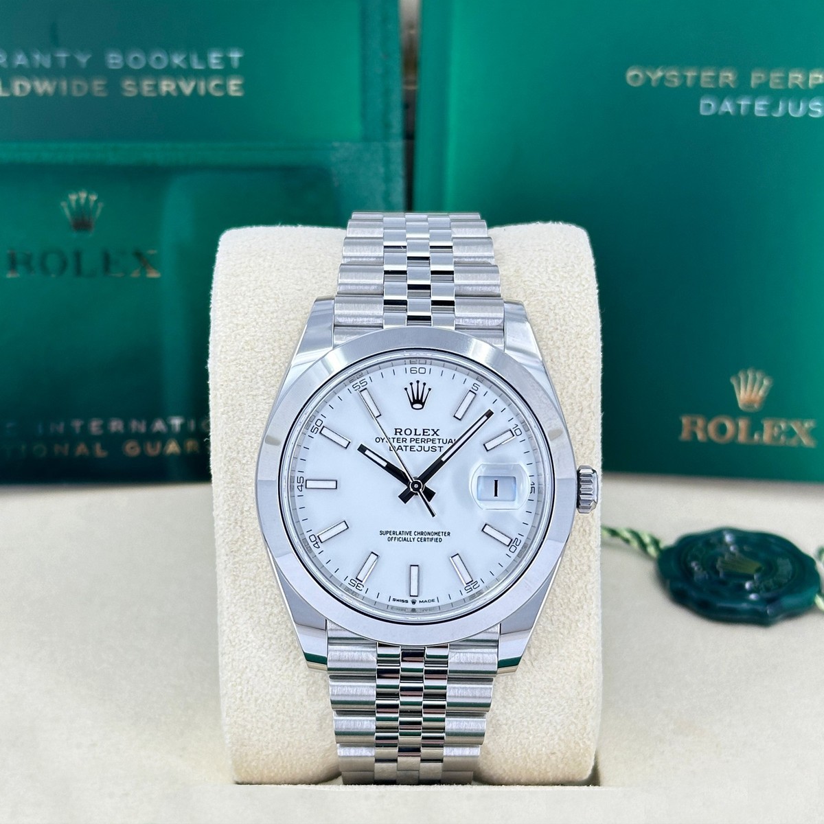 2025 Rolex Datejust 41, White Jubilee, Unworn Full Set, 126300