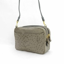 Crossbody Shoulder Bag Ostrich Gray Bag BAG Brand Used