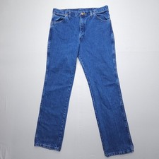 Wrangler Cowboy Cut Slim Fit Jeans Stonewashed Mens 35 x 32 Dark Heavy Denim EUC