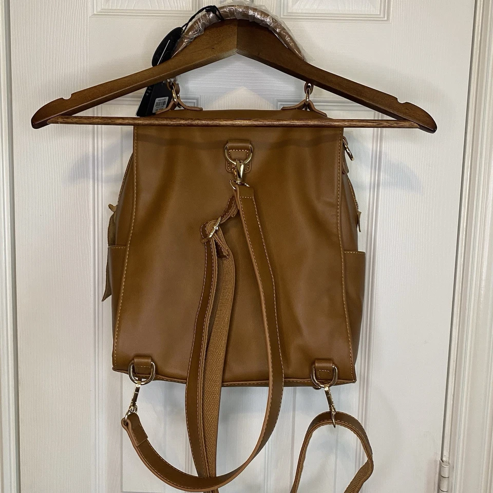 Mochila Bandolera Moda Luxe Brette Gamuza Cuero Tostado NUEVA Foto 2 de 4