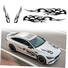 4PCS Universal Racing Body Side Stripe Skirt Decals, Auto Hood  Sides Black