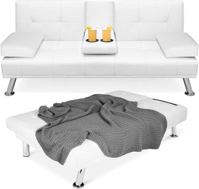 Best Choice Products Faux Leather Convertible Futon