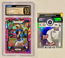 Lot of 2 + Prizm 2024 Jacob Misiorowski Brewers Pink Cracked Ice Prizm #114