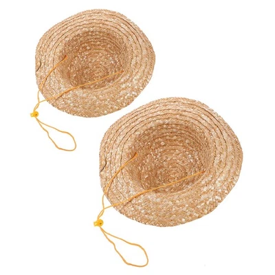Lot de 2 chapeaux de soleil en paille à large bord pour enfants, parfaits pour - Photo 1/4