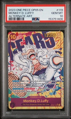 Monkey D. Luffy PSA 10 One Piece OP05-119 Gear 5 Alternate Art English Card 2023