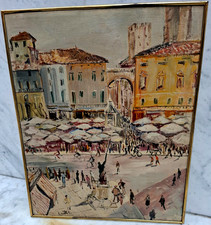 MARIO CORTIELLO 1907-1981 '' BELLISSIMA PIAZZA  DELLE ERBE'' VERONA  NEL 1950