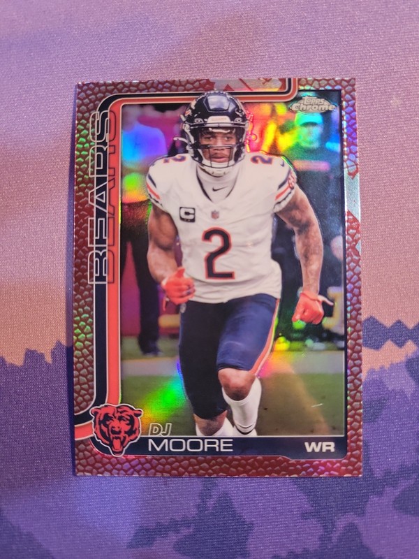 2025 Topps Chrome Leather Refractor DJ Moore #48 Chicago Bears Football Card