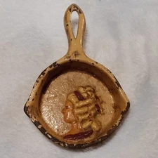 Painted Cast Iron Skillet Ashtray Victorian Lady Dated On Bottom Oct 21 1951
