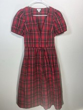 J Crew Red Plaid Dress 2 Academia Short Sleeve Classic School Girl Holiday