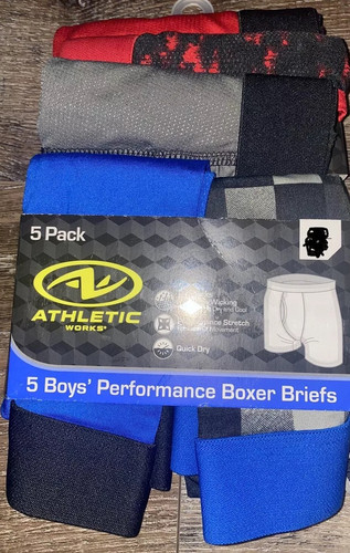 Athletic Works ~ Boys Boxer Briefs 5-Pair Underwear Polyester Blend (A) ~ S - Picture 1 of 3