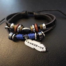 Veronica Personalized Boho Bracelet Leather Stack Hippie Indie Name Yin Yang Swi