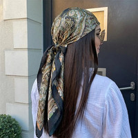 Women Spring Summer Square Scarf 90*90Cm Satin Silk Scarves Headscarf Female Fou