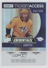 2021 Upper Deck Credentials 2020-21 Debut Ticket Access /999 Cole Smith #53 17dk
