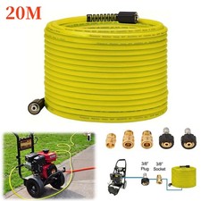 20m Jet Wash Hose 65ft Pressure Washer Pipe 3600 PSI M22 3/8" Quick Release