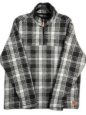 John Wayne Stock Supply Mens Large 1/4 Zip Gray Plaid Pullover Fleece Shacket