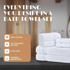 Bath Towels - 700 GSM, Luxury Cotton Hotel Towel 26x52 4/PK Super Absorbent