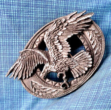 Western Flying Eagle Belt Buckle Diamond Cut Native Design Vtg 90s EJC .SHY396
