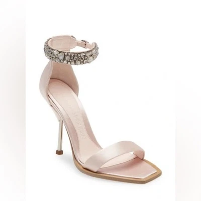 Nouveau Alexander McQueen Escarpins 36,5 Rose Satin Strass Stiletto - Photo 1/4