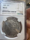1885 morgan silver dollar $1 NGC MS 63