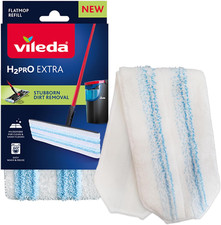 Vileda H2PrO Flat Mop Refill - Power Microfibre - Removes Tenacious Dirt - Easy