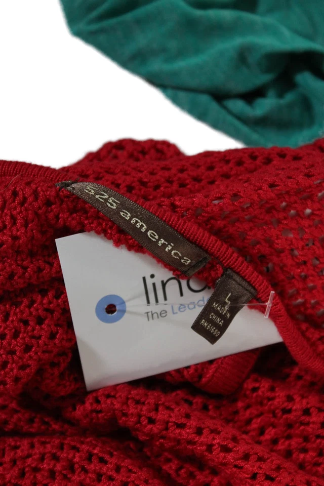 Blusa roja de malla manga dolman cuello redondo para mujer 525 America talla L Foto 4 de 4