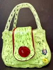 Glass Blown light green VTG Murano Style Decorative Purse vase - 8"