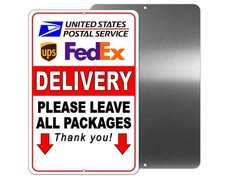 SIGN Delivery Driver Leave All Packages Here Arrows Pointing Down METAL / Decal