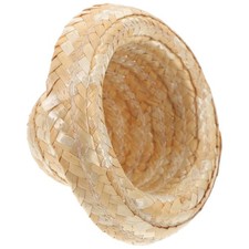 Delicate Khaki Mini Straw Hat for Tiny Dolls and DIY Accessories