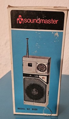 Soundmaster 8008 Vintage AM/FM Pocket Radio LED Tuning w/ Box & Earphone NOS