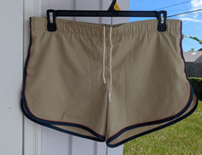 Vintage Jantzen Khaki Drawstring Lined Swim Shorts sz 34 Made in USA