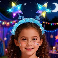 Light Up Star Headband Festival Headpiece Double Stars Holiday Hair