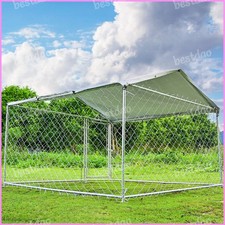 Metal Outdoor Pet Dog Run House Playpen Kennel Shade Cage Enclosure w/ Cover