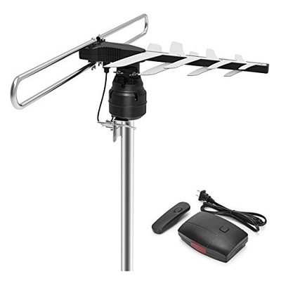 1byone Outdoor HD TV Antenna 85 Mile Range 360 Degree Rotating 49.2ft - Black