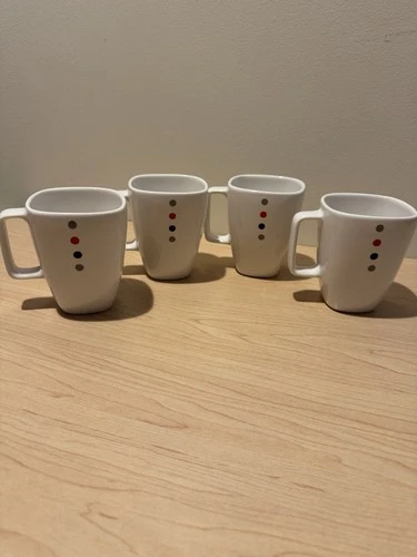 Corelle Ultra Ceramic 4 Dots Mug Set Of 4 Coffee Tea Handle