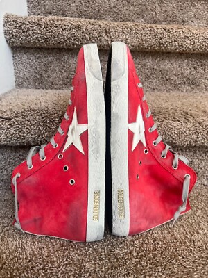 Men\'s Francy Leather Lace-Up Shoes Size US 8 (41)In White/Red Golden Goose Men Ball Star Sneakers White Red NIB EU 41 US 8  main image 3
