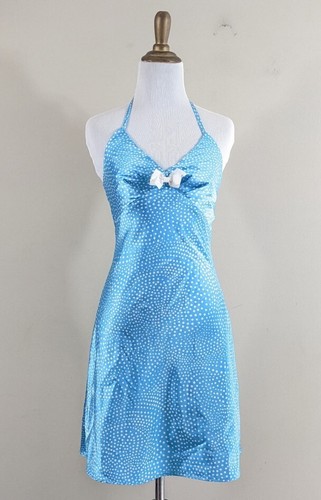 Größe 3 Y2K blau-weiß gepunktetes Minikleid - Jessica McClintock für Gunne Saxophon - Bild 2 von 12