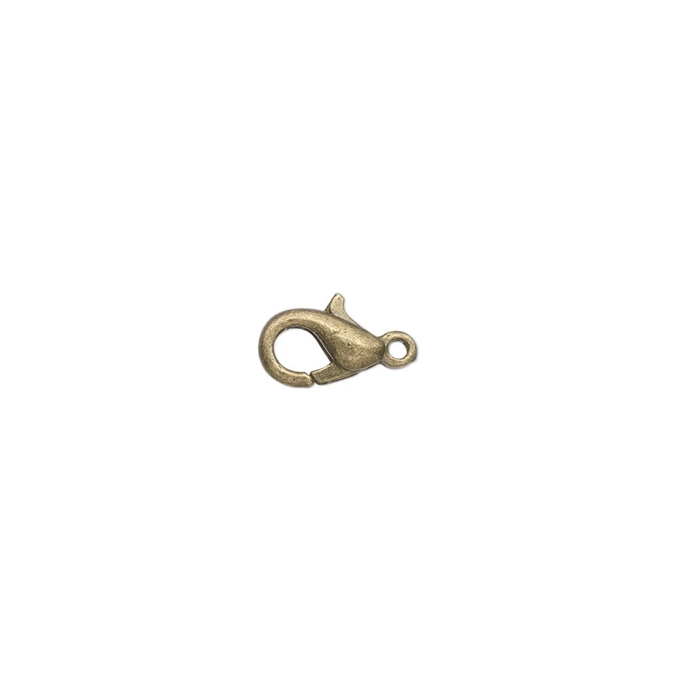 100 Antiqued Brass Plated Pewter 7x5mm Lobster Claw Clasps - Image 2 of 3