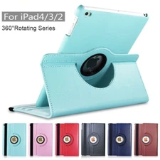 For Apple iPad 2 3 4 Smart Cover 360º Rotating PU Leather Folio Cover Stand Case