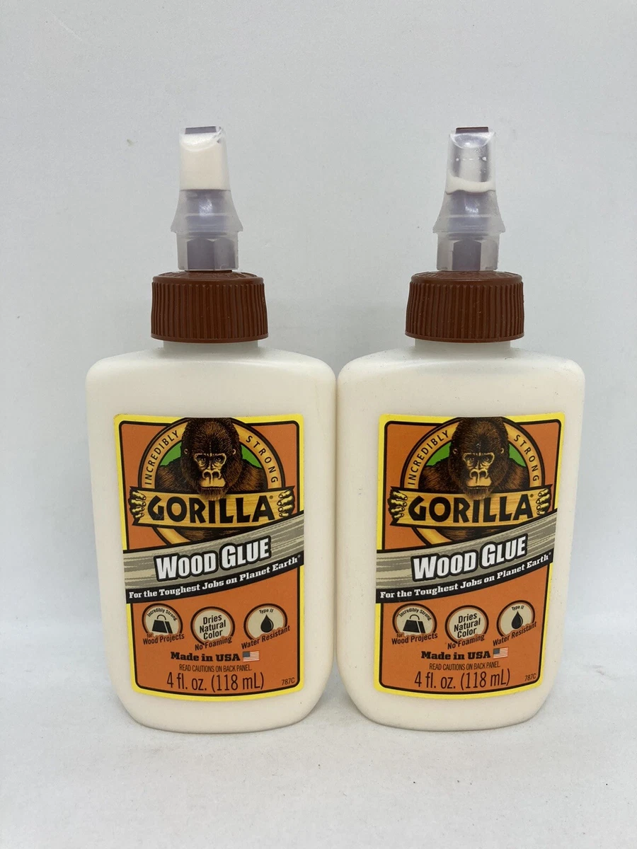 2 Bottles Gorilla Glue Wood Glue Water Resistant 4 oz Each