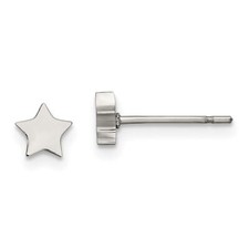 Stainless Steel Polished Star Post Earrings