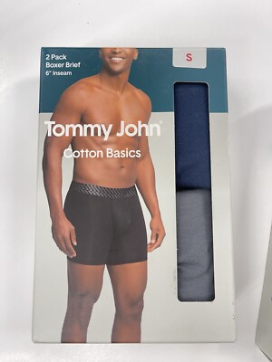 2 Pack Tommy John Men s Cotton Boxer Briefs COLORS 6  Inseam Choose Size S or L