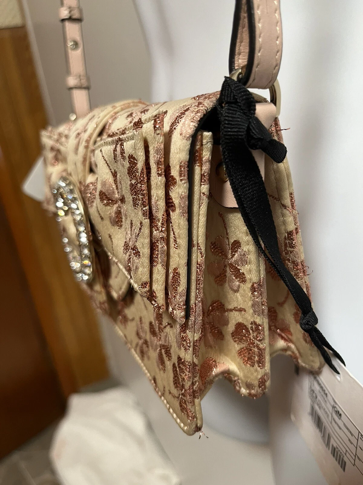 Borsa a tracolla Valentino 4 foglie quadrifoglio rosa zoppo grande chiusura strass nuova con etichetta