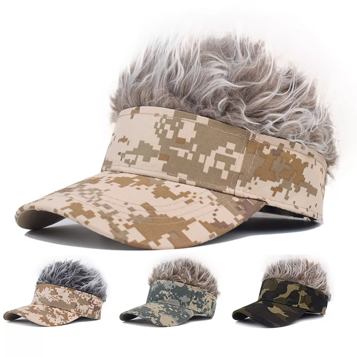 Golf Baseball Hat with Fake Hair Cap Men Sun Visor Toupee Hats